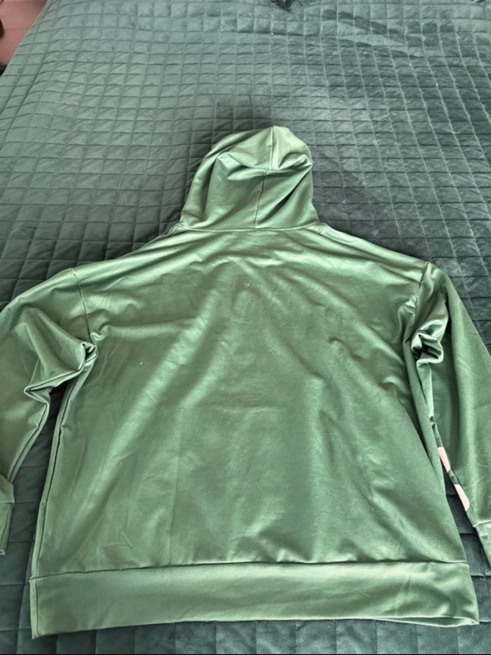 Green Smiley Face Graphic Hoodie Floral Print Y2K Streetwear - Picture 4 of 4